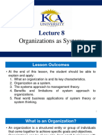 Lecture 8 Organizations As Systems
