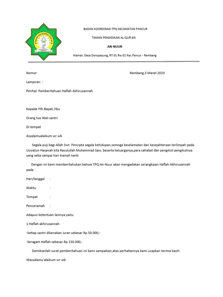 Undangan haflah 2023 | PDF