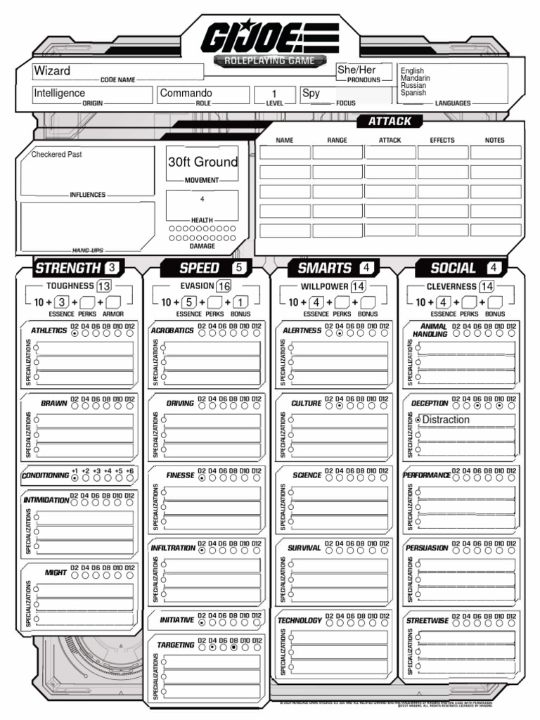 Gij RPG Pregen Commando Wizard Sheet | PDF