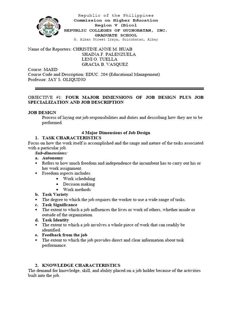 Educ 204 job designs and work schedules pdf cognitive science