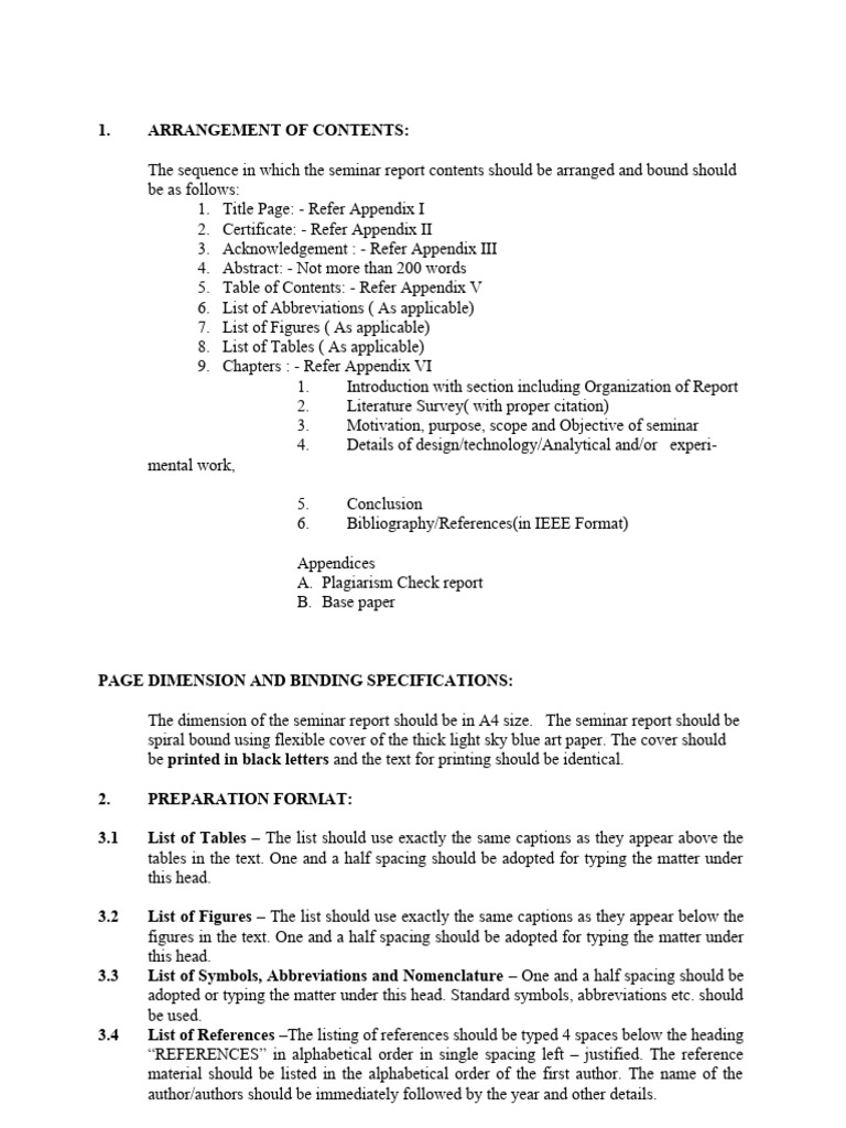 Seminar Report Formatting Guide | PDF