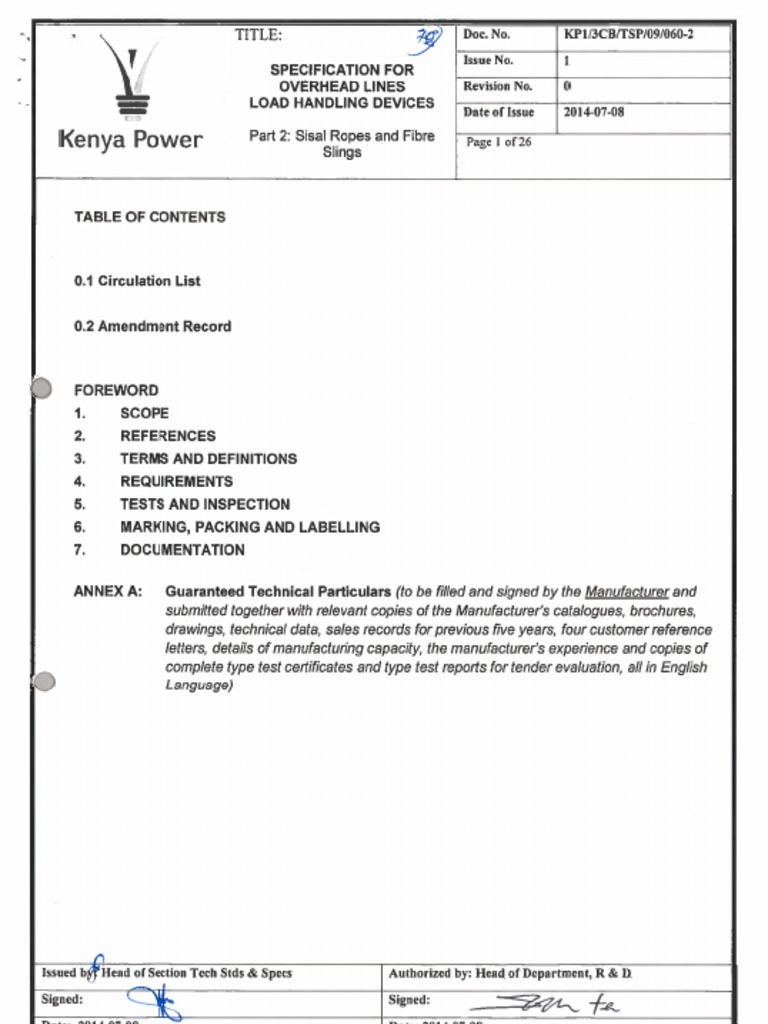 KP1-3CB-TSP-09-060-2 Specification For Overhead Lines Load Handling ...