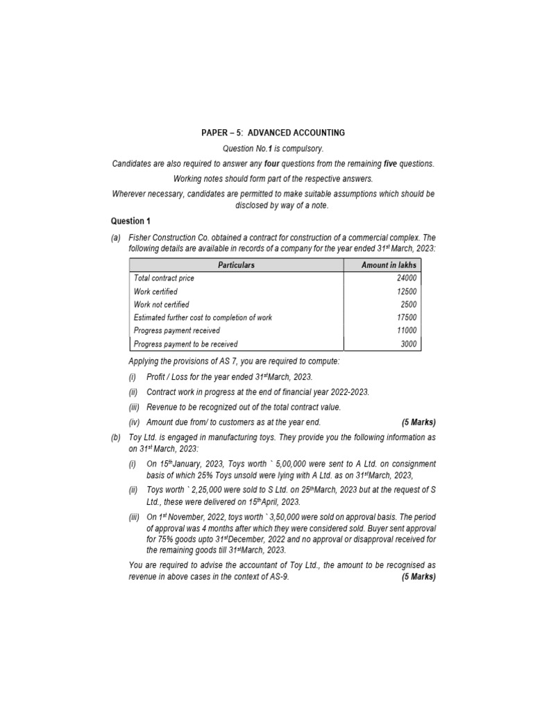 Ca inter adv accounting suggested answer may2023 pdf equity