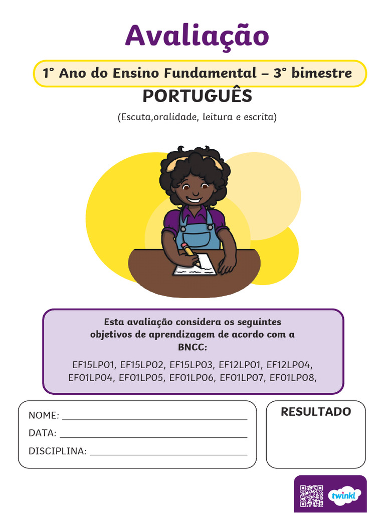 Avaliacao de Portugues 1 Ano Ef 3 Bimestre | PDF