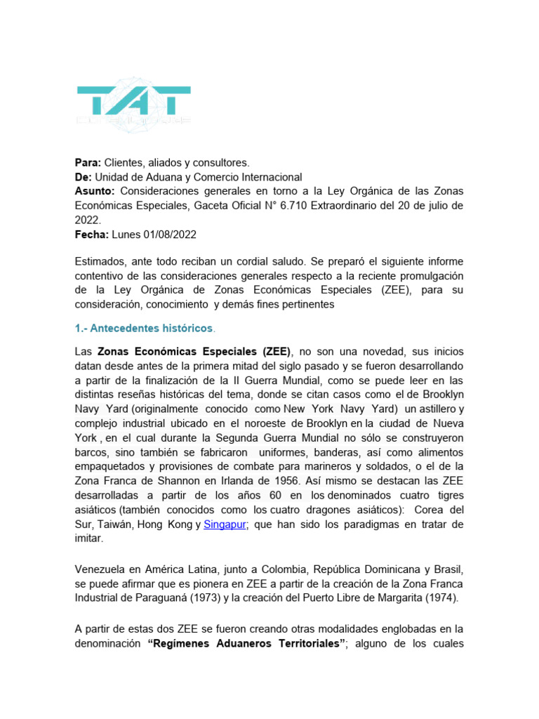 Informe Especial Nro. 2-2022 Ley de Las Zonas Economicas Especiales ...