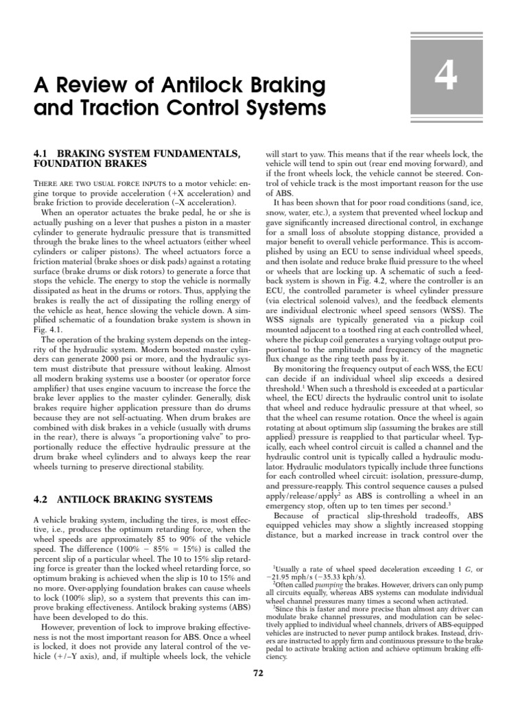 A Review of Antilock Braking and Traction Control Systems PDF Anti
