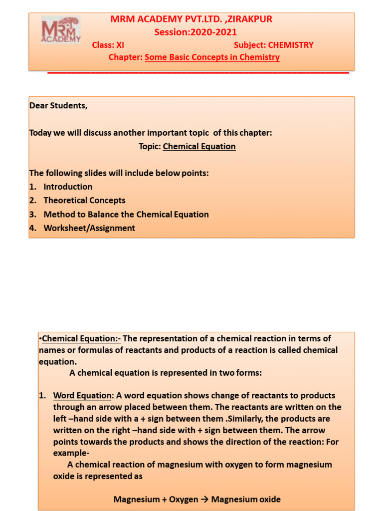 Balancing Chemical Equations in Class 11 | PDF | Chemical Reactions | Oxide