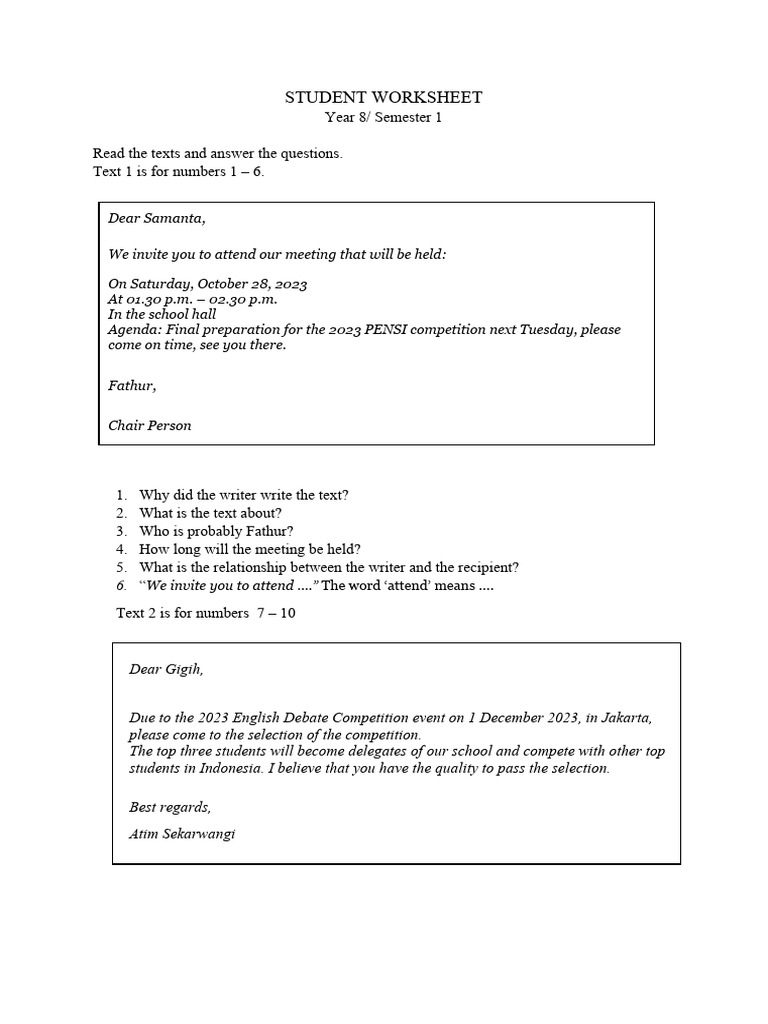 Exercise Invitation PDF