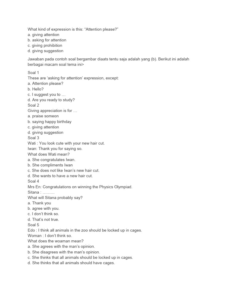Expressions of Asking Attention | PDF