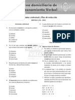 Tarea Domiciliaria de Razonamiento Verbal: Antonimia Contextual y Plan de Redacción