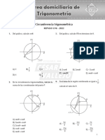 Tarea Domiciliaria de Trigonometría: Circunferencia Trigonométrica