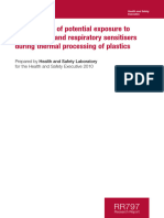 Investigation of Potencial Exposure To Carcinogens and Respiratory Sensitisers During Thermal Processing of Plastics