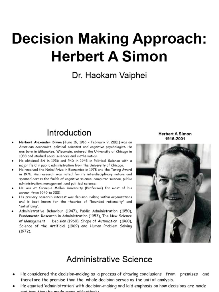 Herbert Simon's Decision-Making Theory | PDF | Decision Making ...