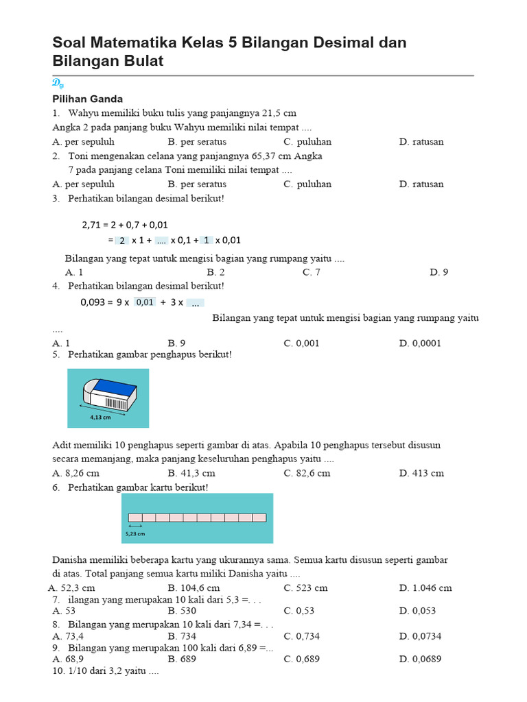 Matematika Bilangan Bulat Bilangan Desimal | PDF