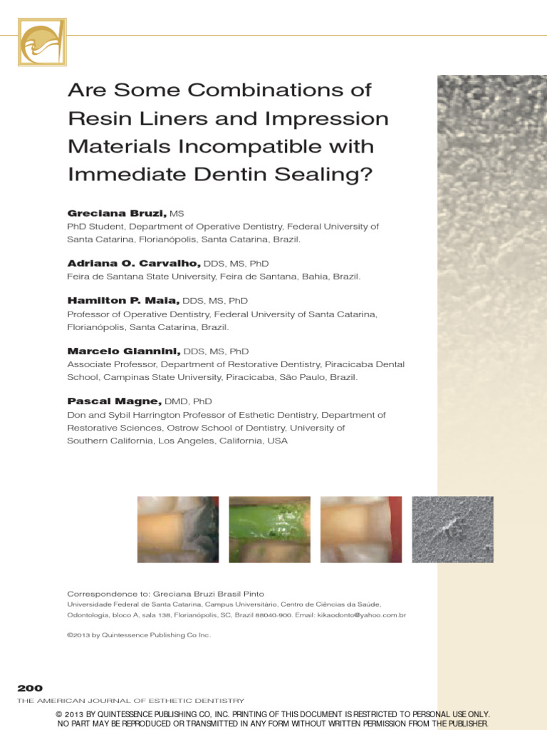 Are Some Combinations of Resin Liners and Impression Materials ...