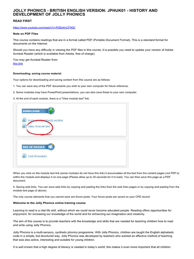Module Jolly Phonics PDF Phonics Syllable