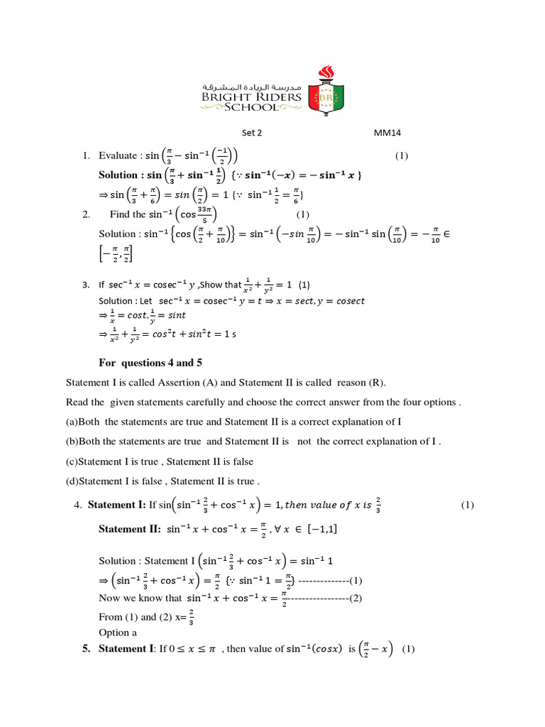 Trigonometric Functions and Identities Solutions | PDF