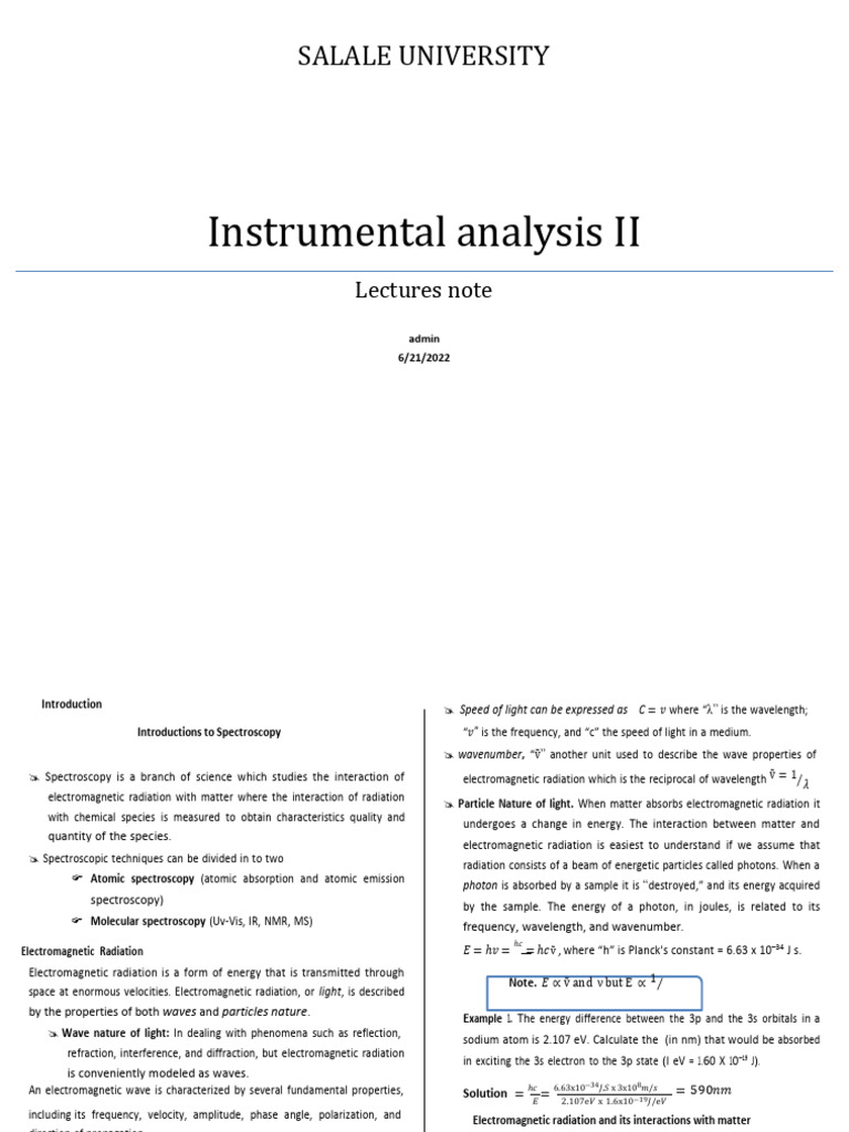 Instrumental Analysis Note TOBE SUB1 PDF