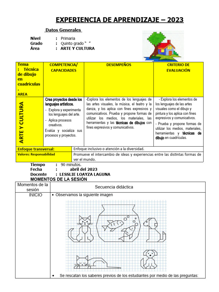 SESION de ARTE -Tec. de Dibujo en Cuadrícula (1) | PDF | Dibujo ...