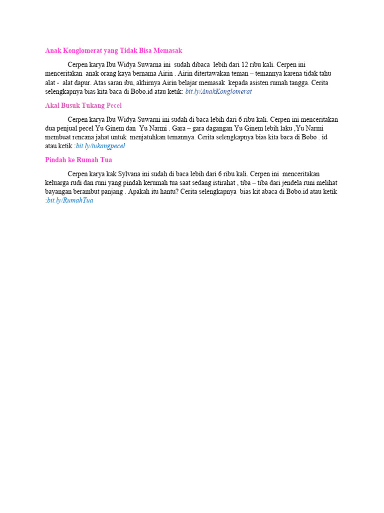 cerpen b indonesia karya sastrawan indonesia