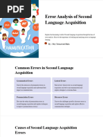 Error Analysis of Second Language Acquisition