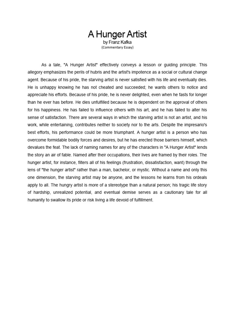 A Hunger Artist Commentary | PDF