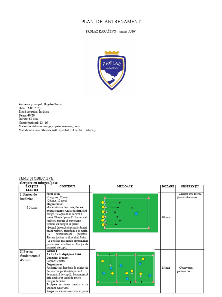 B. Tincul - U10 Plan Antrenament | PDF