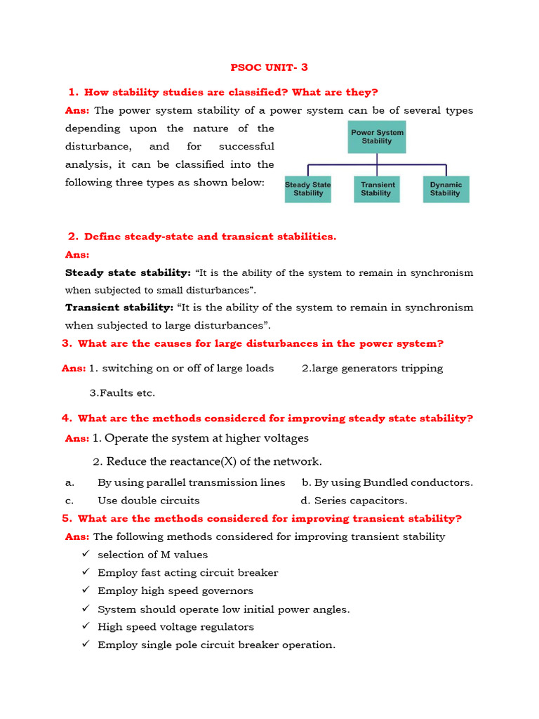 Stability Improvement Methods in Power Systems | PDF | Steady State ...