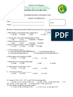 Grade 4 Division Math Assessment Test