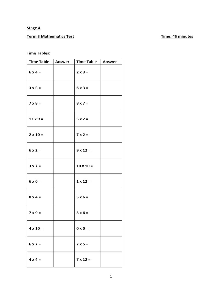 Grade 4 Term 3 Maths Test Paper | PDF | Fahrenheit