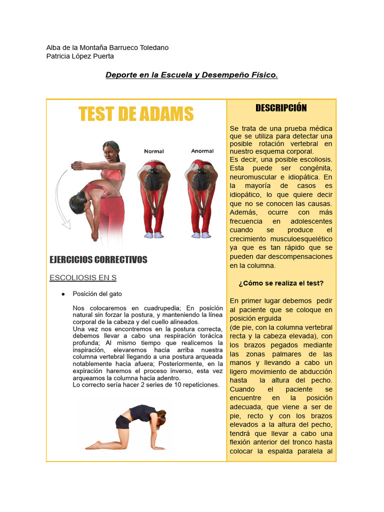 Test de Adams para Escoliosis | PDF