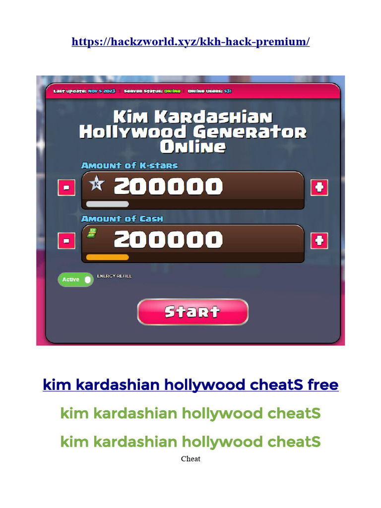 Kim Kardashian Hollywood Cheats Geerator PDF Mobile Phones