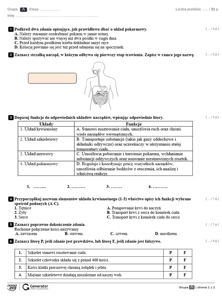 Dzial 4 Test (Z Widoczną Punktacją) PDF