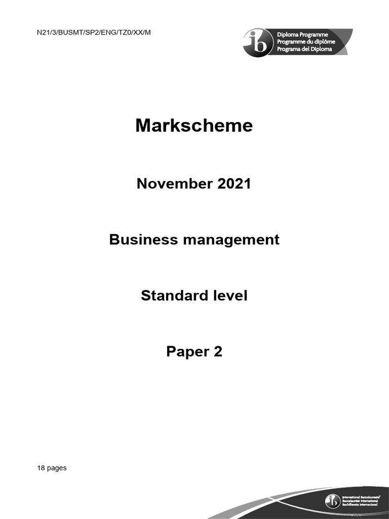 Business Management Paper 2 SL Markscheme | PDF | Économie d'entreprise ...