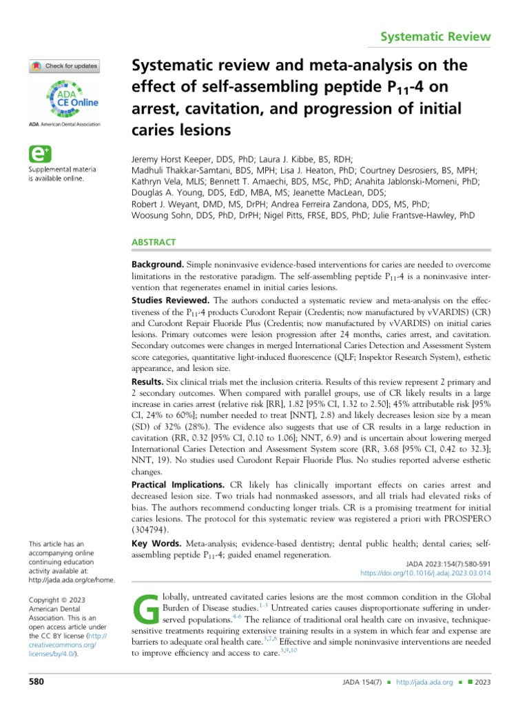 Systematic Review and Meta Analysis On The Effect | PDF | Tooth Enamel ...