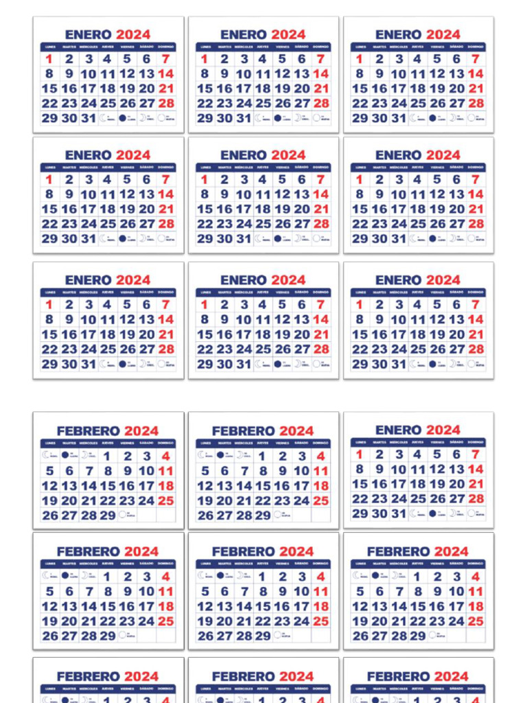Mini Calendarios 2024 PDF