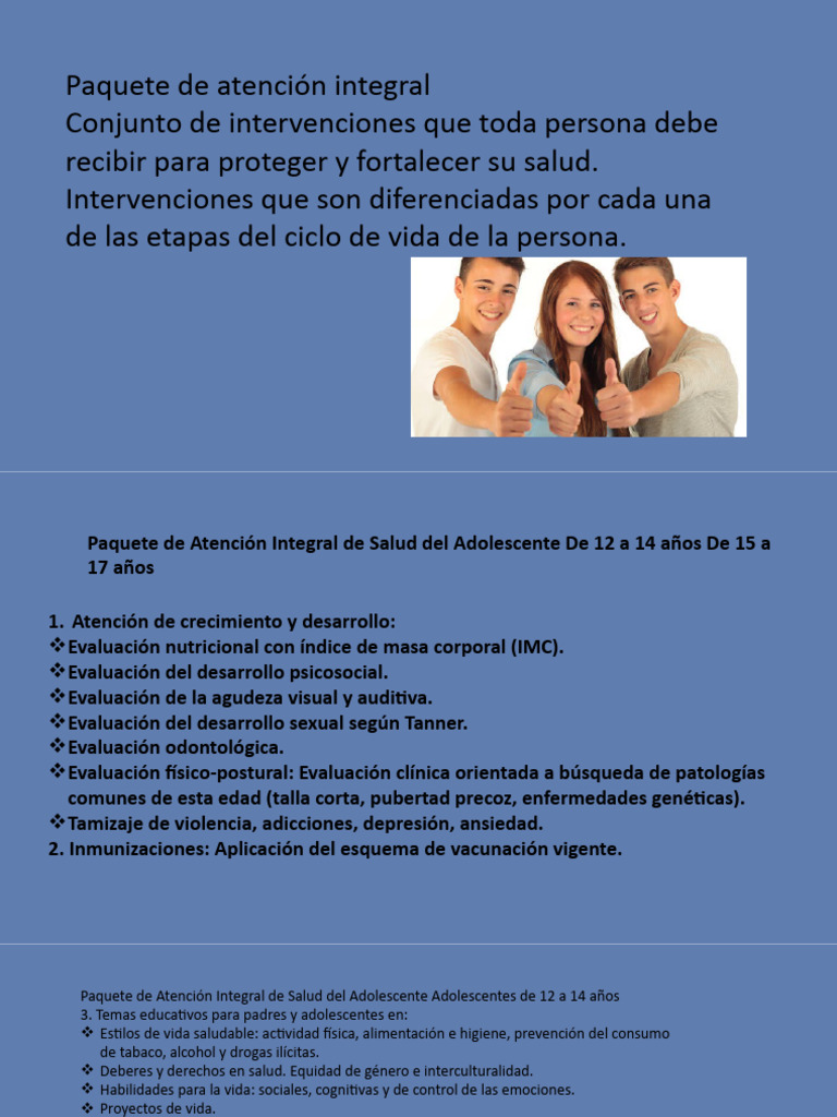 Paquete de Atencion Integral | PDF | Adolescencia | Control de la natalidad