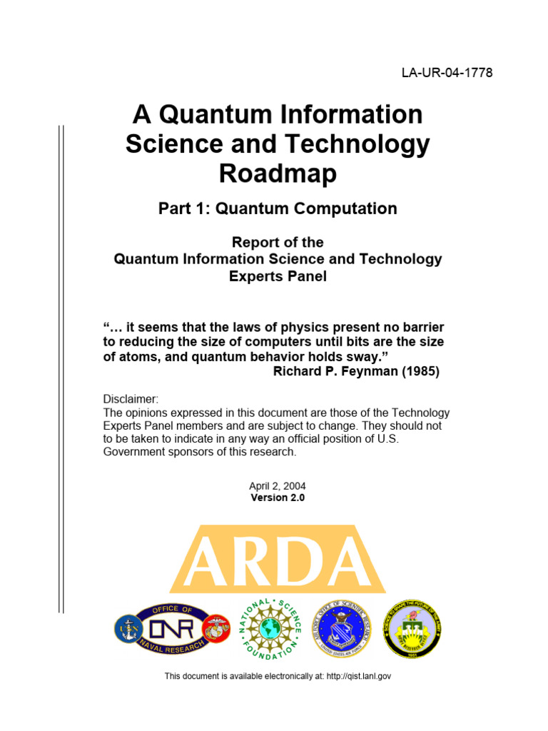 Quantum Computation Roadmap 2004 | PDF | Quantum Computing | Quantum ...