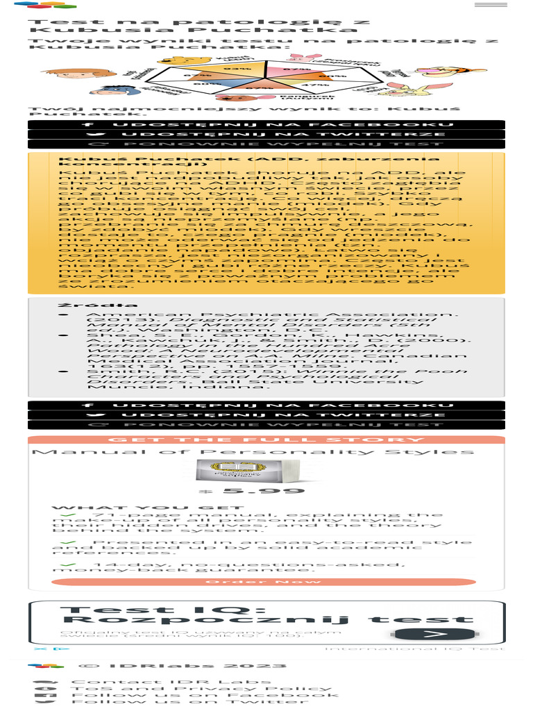 Test na patologię z Kubusia Puchatka PDF