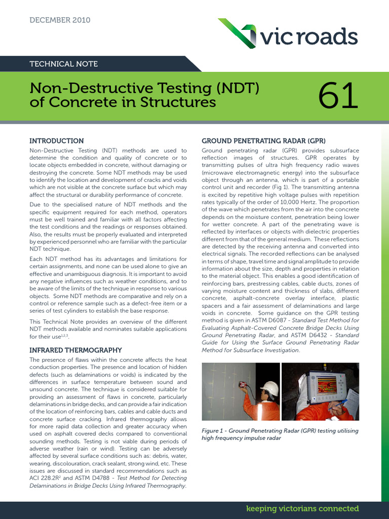 Technical Note Tn 061 Nondestructive Testing Ndt Of Concrete In