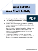 Integers & BEDMAS Card Stack Activity