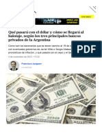 LA NACIÓN Qué Pasará Con El Dólar y Cómo Se Llegará Al Balotaje, Según Los Tres Principales Bancos Privados de La Argentina - LA NACION