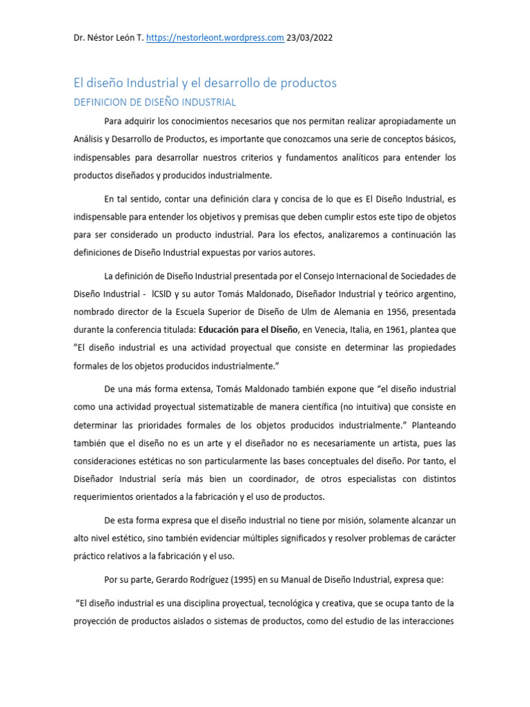 Diseño Industrial y Desarrollo de Productos | PDF