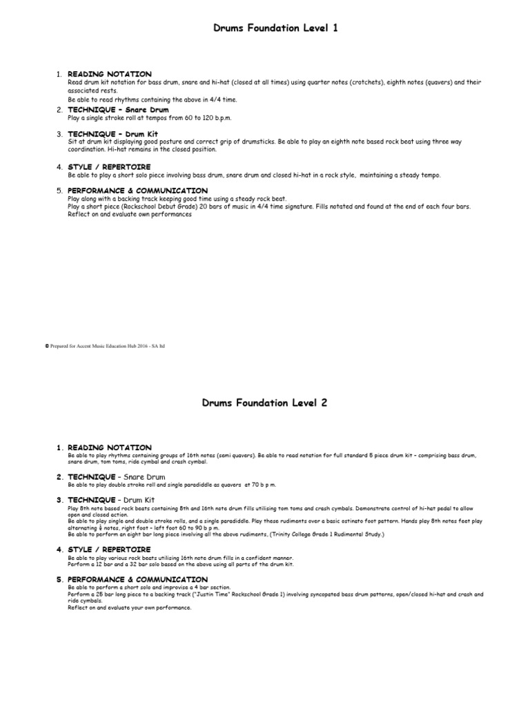 Percussion Curriculum | PDF | Drum Kit | Rhythm