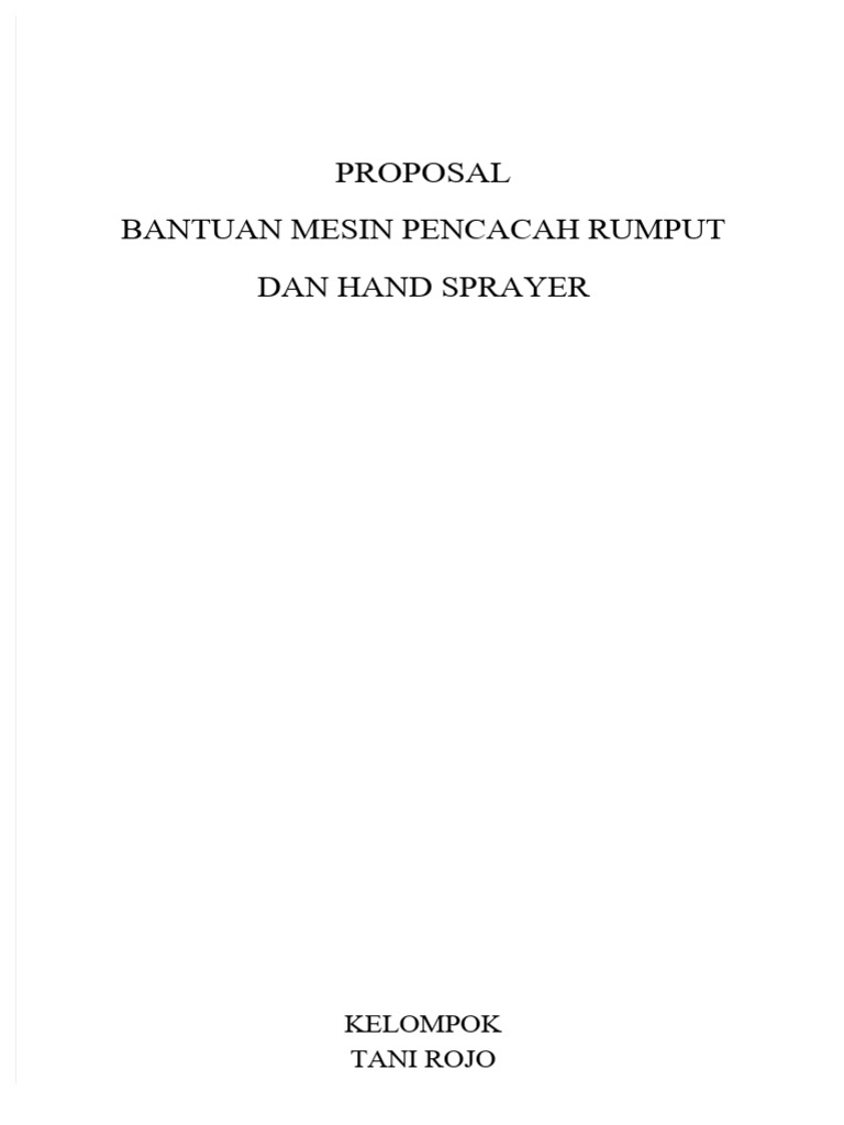 Proposal Mesin Pencacah dan Sprayer Tani | PDF
