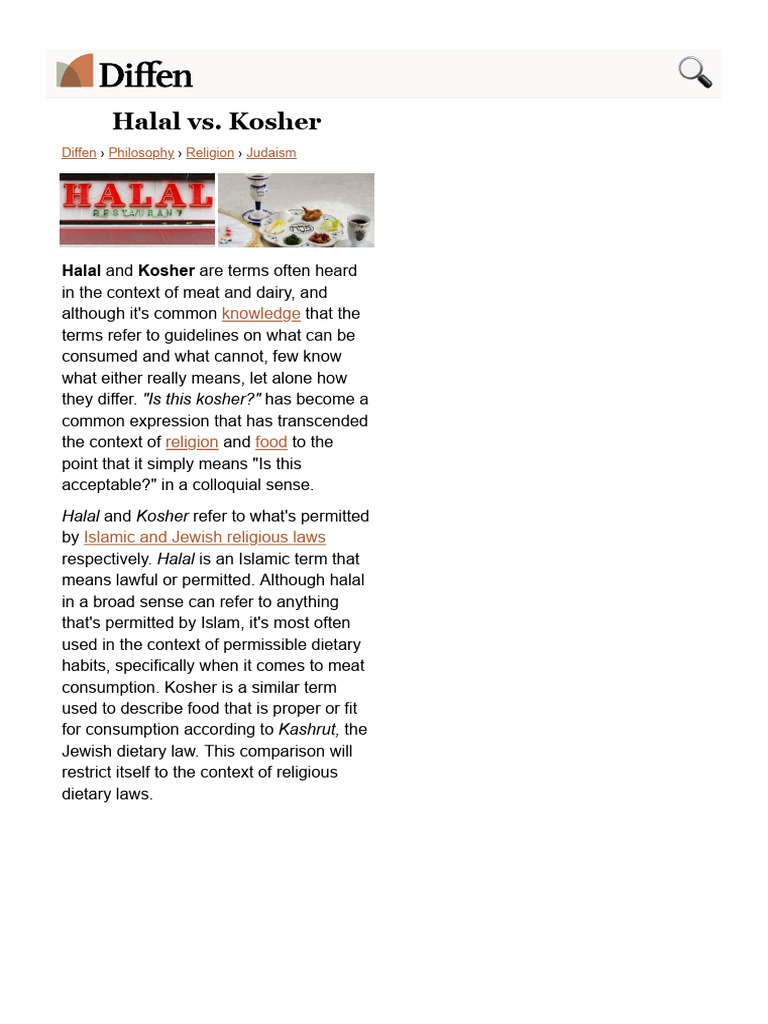 Halal Vs Kosher Difference and Comparison Diffen PDF Animal