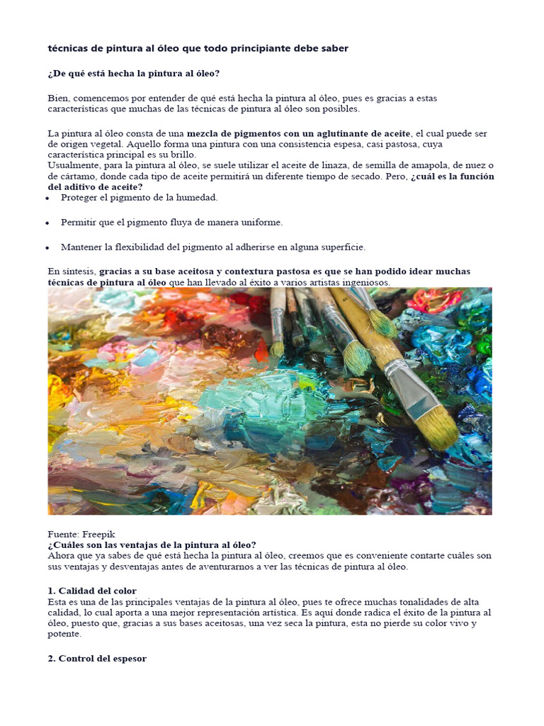 Técnicas De Pintura Al Óleo Que Todo Principiante Debe Saber