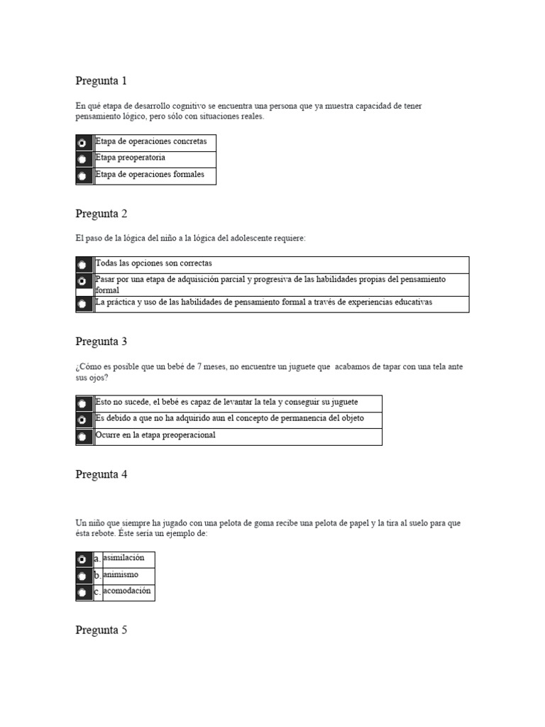 Test de Piaget | PDF