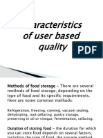 Summary Characteristics of User Based Quality