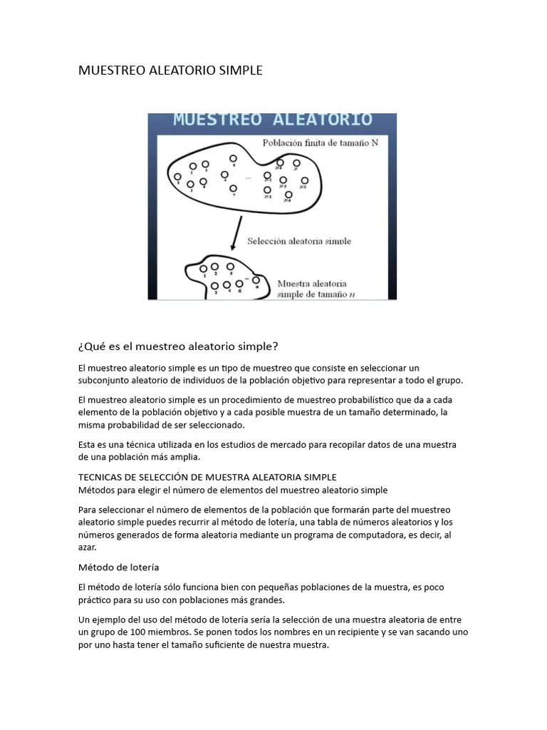 Muestreo Aleatorio Simple | PDF